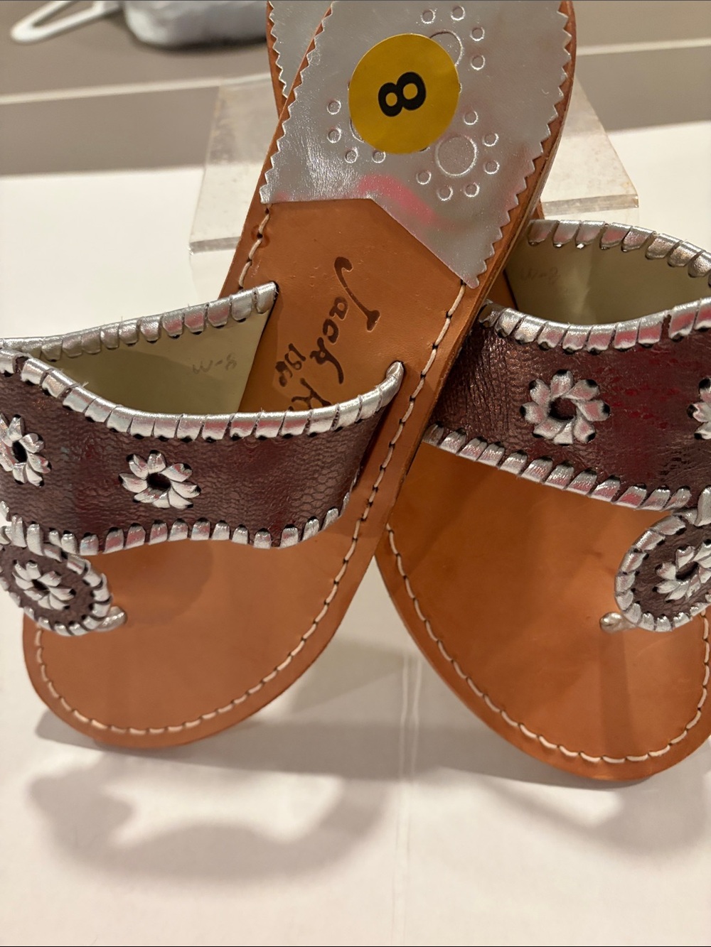Jack Rogers Women's White Palm Beach Navajo Thong Sandals Size 8